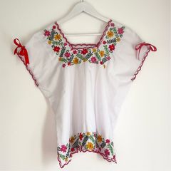 Mexican floral embroidery blouse size small medium