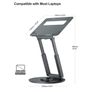 Telescopic Laptop Stand for Desk with 360 Swivel Base, Sit to Stand, Height Adjustable, Portable Riser Holder for Good Posture, Compatible with MacBook Pro, All Laptops 10-17"-Gray Image 3