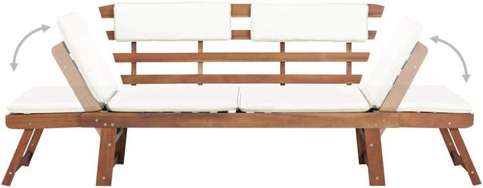 Garden Bench 2-in-1 with Padding 190 cm Solid Acacia Wood