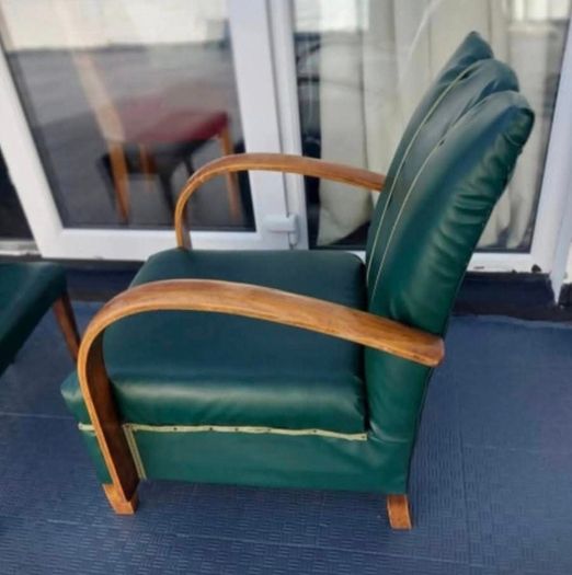 Art Deco restored Vintage 1930s Bentwood fireside chair in faux leatherette