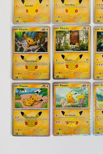 Pokemon 30th Anniversary TCG Pikachu Cards Lot English