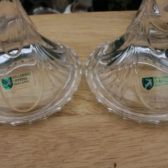 Set of Two Killarney Crystal Candlestick Holders 8,4" Tall Made In Ireland Dinner Candleholder