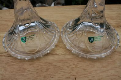 Set of Two Killarney Crystal Candlestick Holders 8,4" Tall Made In Ireland Dinner Candleholder