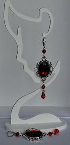 Gothic Ornate Filigree Deep Red Garnet Tassel Earrings
