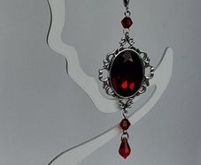 Gothic Ornate Filigree Deep Red Garnet Tassel Earrings