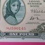 Irish 1970  Lady Lavery One pound banknote in uncirculated condition Image 2