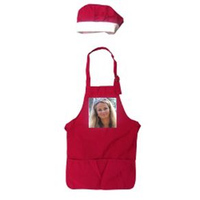 Personalised Apron and Chef Hat - Kids Baking Set - Red