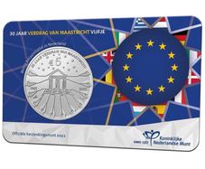 Netherlands 5 euro 2022. The Maasstricht Treaty. Coincard. Uncirculated.