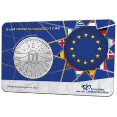 Netherlands 5 euro 2022. The Maasstricht Treaty. Coincard. Uncirculated.