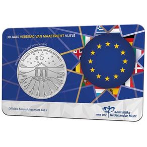 Netherlands 5 euro 2022. The Maasstricht Treaty. Coincard. Uncirculated.