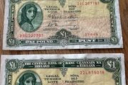 3 one pound lady lavery bank notes.