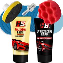HS Headlight Restoration Kit - Complete set for Polishing Dull and Worn Headlights for Car Restoration - Repair Yellow Faded Headlights  Car Headlamp Cleaner To Restore Clarity made in EU