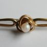 Vintage  Gold Tone Faux Pearl  Bar Brooch Image 2
