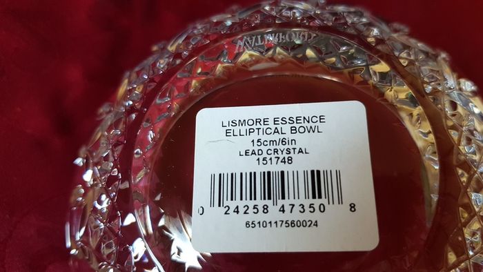 New In Box Waterford Crystal Lismore Pattern 6 Inch Essence Ellipse Bowl