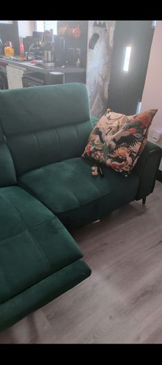 Green velvet recliner sofa