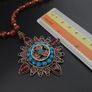 Vintage Carnelian Agate From Mali With Old Brass Garnet & Turqouise ,Coral Pendant Necklace Image 8