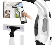 Window Vac Cleaner Kit, Electric Cordless Window Vacuum with 40min Battery Life, 28 cm Suction Nozzle & 150 ml Water Tank, Suitable for Windows, Tiles and Mirrors (Black