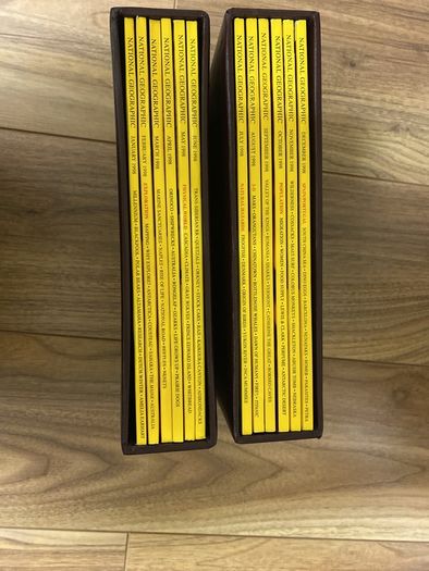 Vintage National Geographic Magazine Complete 1998 Set 12 Issues with Original Leather Slipcases in good condition