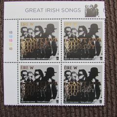 Ireland 2019.U2,Great Irish Songs.Block of Four.Without You.MNH.