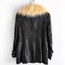 Pre Owned River Island Faux Leather Biker Jacket with Cream Faux Fur Collar Image 4