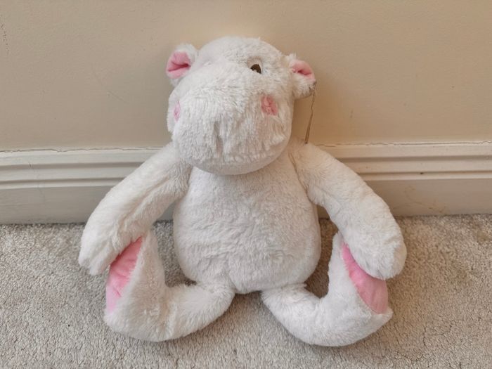 Mumbles White Pink Hippo Plush Soft Only approx. 25 cm. (without legs) MM606 Please see photos