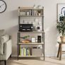 80cm Bread Rack & Microwave Rack with 4 Shelves, Multi-functional Coffee Bar Shelf, 8 Side Hooks, Open Shelf Suitable for Kitchens, Dining Rooms, Living Rooms (oak) Image 4