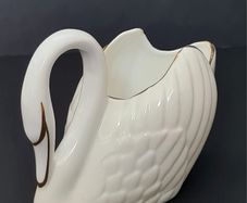 Vintage 1980s Royal Tara Swan Vase, Trinket, Fine Bone China Ireland White Gold Trim Handmade Galway