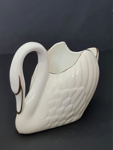 Vintage 1980s Royal Tara Swan Vase, Trinket, Fine Bone China Ireland White Gold Trim Handmade Galway