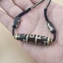 Vintage Himalayan Tibetan 3 Eyes Unique Pattern Agate Bead Pendant Necklace Image 9