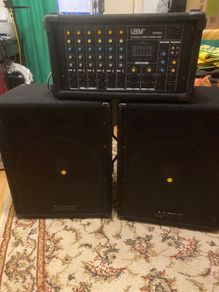 LEEM powered mixer with 2 speaker's snd microphon