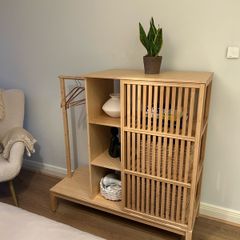 IKEA Open wardrobe with sliding door, bamboo