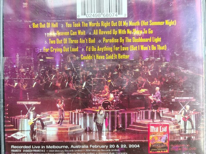 Meat Loaf with The Melbourne Symphony Orchestra - Bat Out Of Hell Live CD (2004) Classic Power Rock EX+