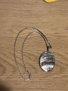 Vintage Sterling Silver Necklace with Abalone Shell Pendant