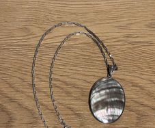 Vintage Sterling Silver Necklace with Abalone Shell Pendant