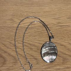 Vintage Sterling Silver Necklace with Abalone Shell Pendant