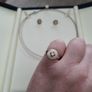 Sterling silver set of Ring, earrings and chain. Image 2