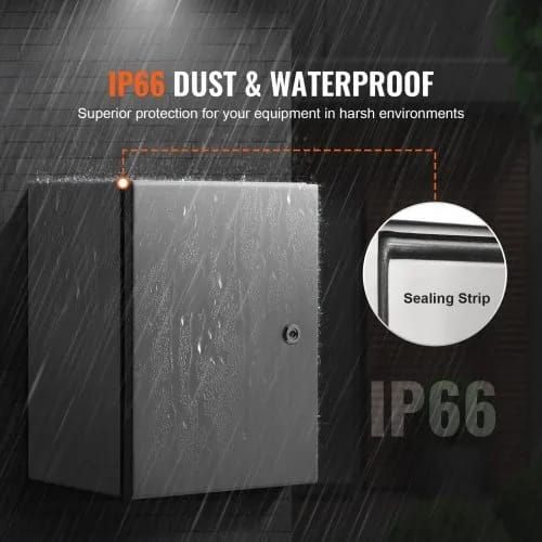 Steel Electrical Box, 40.6 x 30.5 x 15.2 cm, 304 Stainless Steel Electrical Enclosure Box, Wall-Mounted Outdoor Electrical Electronic Equipment Enclosure with Mounting Plate Hinges Lock, IP66 Waterproof