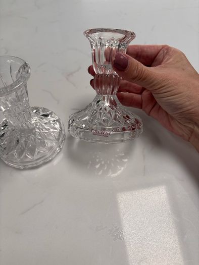 Galway Crystal Ashford 4" Candlestick Pair