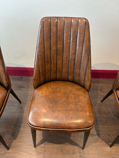 Brown leather dining chairs