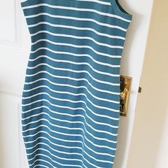 Green and White Striped Dress - Size 8-10