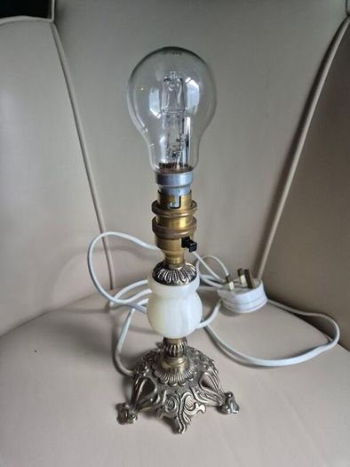 Vintage Mid Century marble.onyx brass gold metal ormate lamp base