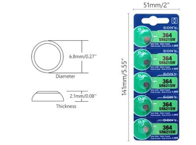 Sony SR621SW AG1 364 LR621 Button Cell Batteries 5PCS