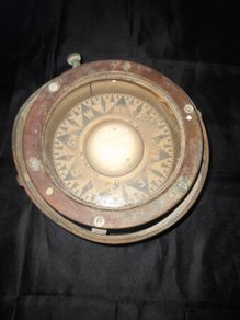 Beautiful Antique Brass Ships Compass, It features a brass casing and mounted on a gimbal system to remain level on Ships, compass by J Blowey