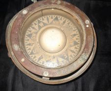 Beautiful Antique Brass Ships Compass, It features a brass casing and mounted on a gimbal system to remain level on Ships, compass by J Blowey