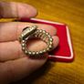 Vintage Silver Tone Metal Black Gemstone Stretch Ring Image 5