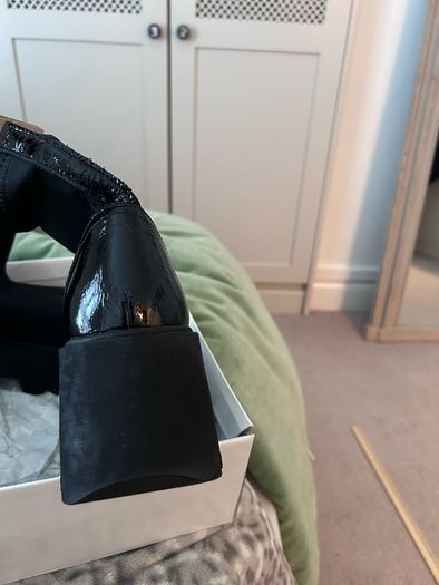 Fab black ankle boots still in box, worn once.  Stretch fabric and block heel.