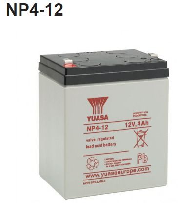 Yuasa NP4-12. 12V 4ah Battery Replacement for 6-FM-4