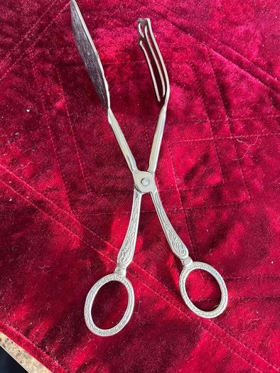 silver plated cake tongs