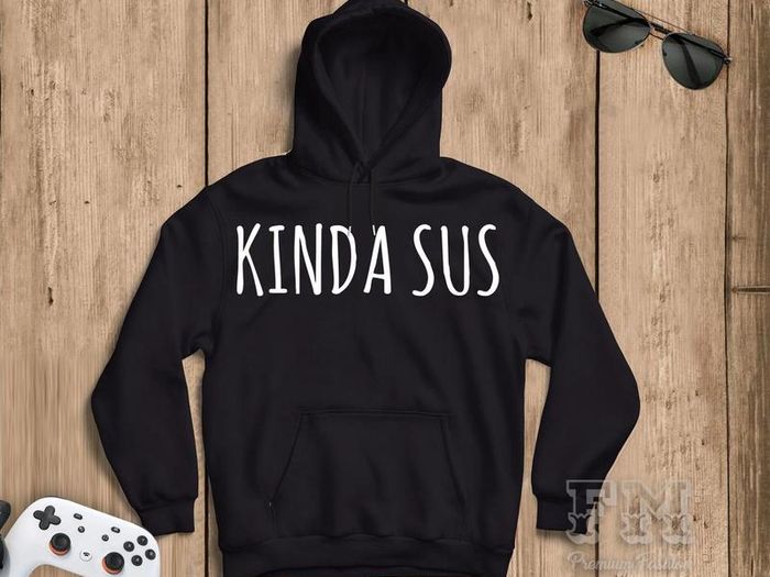 KINDA SUS Among Us Gamer Hoodies, You Look Sus Hoodie, Imposter Hoodie, Xmas Hoodies for Kids Unisex, Funny Christmas Gift for Friend