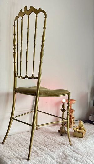 Rare Chiavari Solid Brass Crown Side Chair1950s